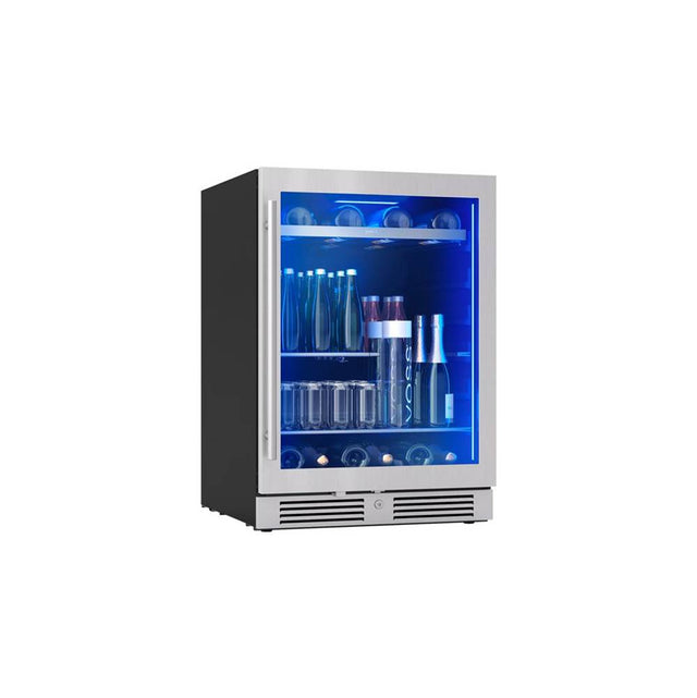 Zephyr - Presrv beverage, 24'' compact, Stainless Steel and glass, reversible, 1 zone