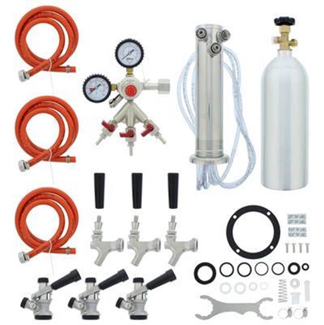 Zephyr - Presrv Kegerator Triple Tap Kit, SS, CO2