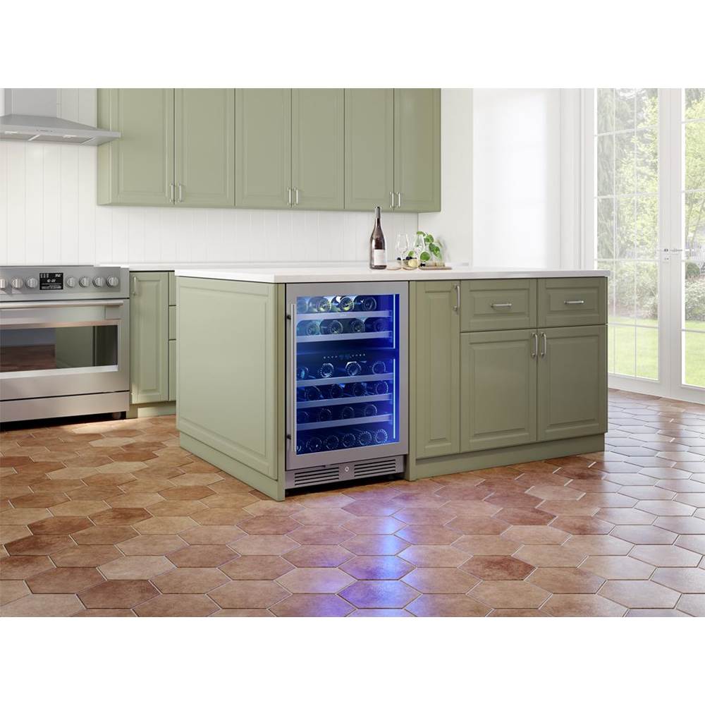 Presrv wine cooler, 24'' compact, Stainless Steel and glass, reversible, 2 zones