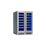 Zephyr - Presrv wine, 24'' compact, Stainless Steel and glass, french door, 2 zones