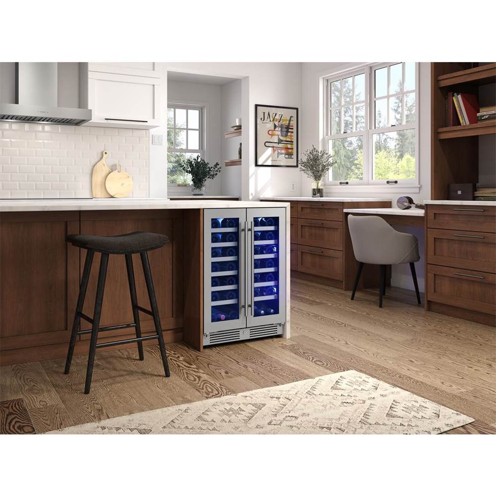 Presrv wine, 24'' compact, Stainless Steel and glass, french door, 2 zones