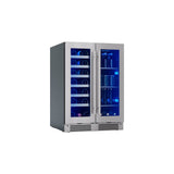 Zephyr - Presrv wine beverage, 24'' compact, Stainless Steel and glass, french door, 2 zones