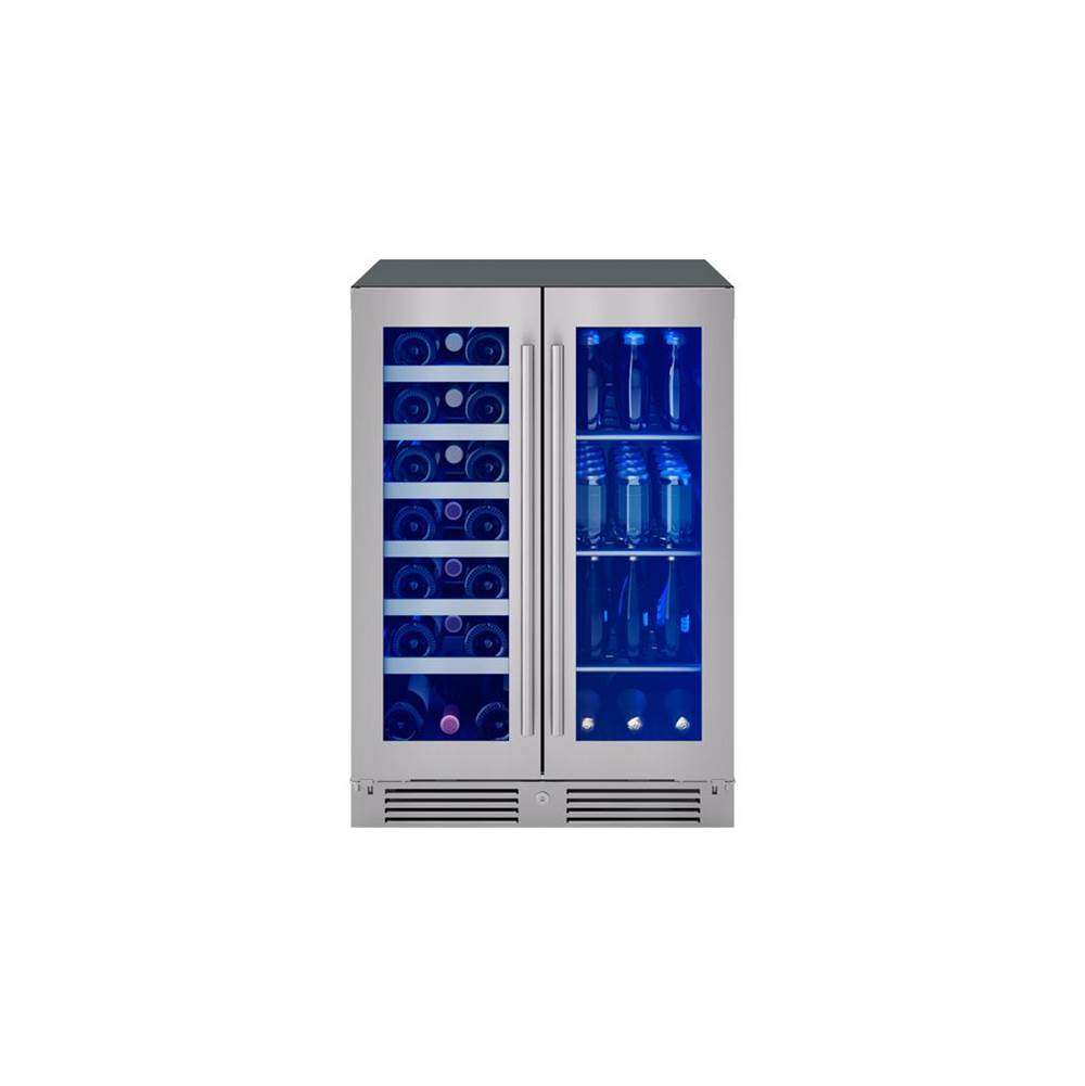 Presrv wine beverage, 24'' compact, Stainless Steel and glass, french door, 2 zones