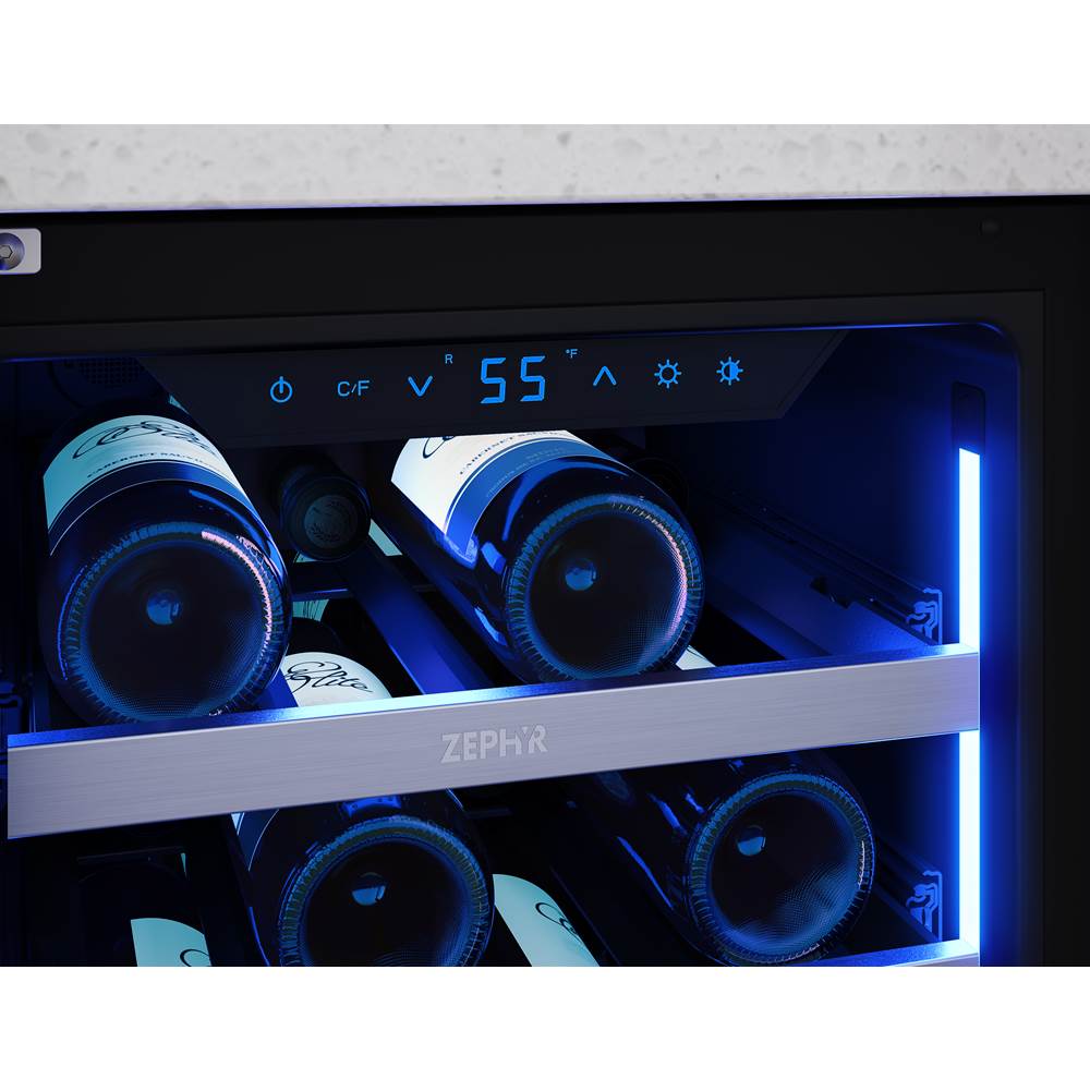 Presrv Wine Cooler, 15'' Compact, SS and Glass, Reversible, 1 Zone