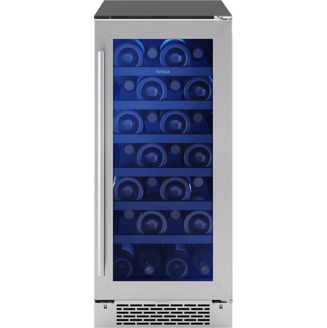Zephyr - Brisas 15'' Single Zone Wine Cooler - Stainless Steel,Glass