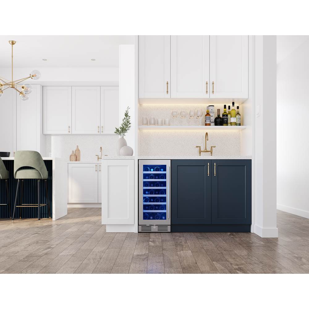 Presrv Wine Cooler, 15'' Compact, SS and Glass, Reversible, 1 Zone
