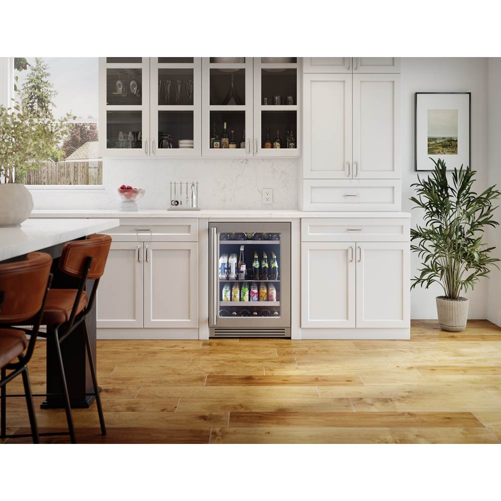 Presrv Pro Beverage Cooler, 24in Under Cabinet, SS plus Glass, Reverse Door, 1 Zone