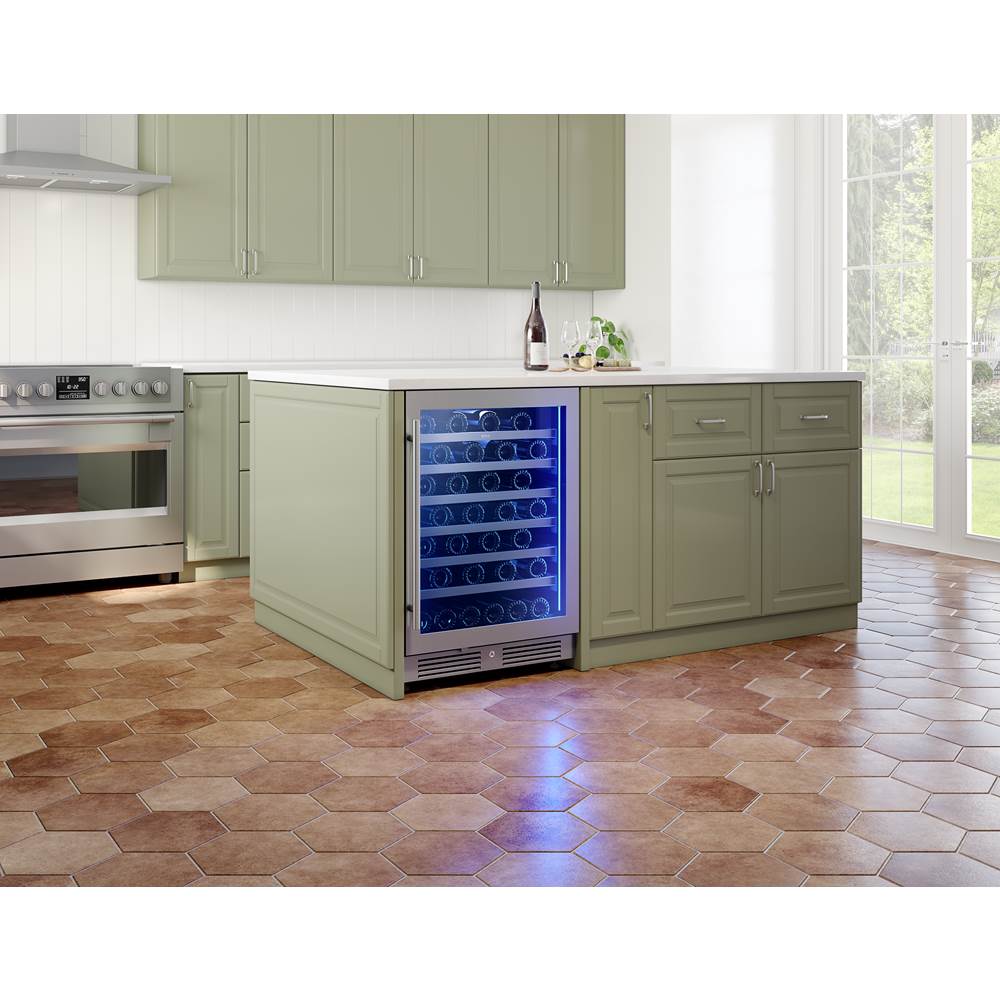 Presrv wine cooler, 24'' compact, Stainless Steel and glass, reversible, 1 zone