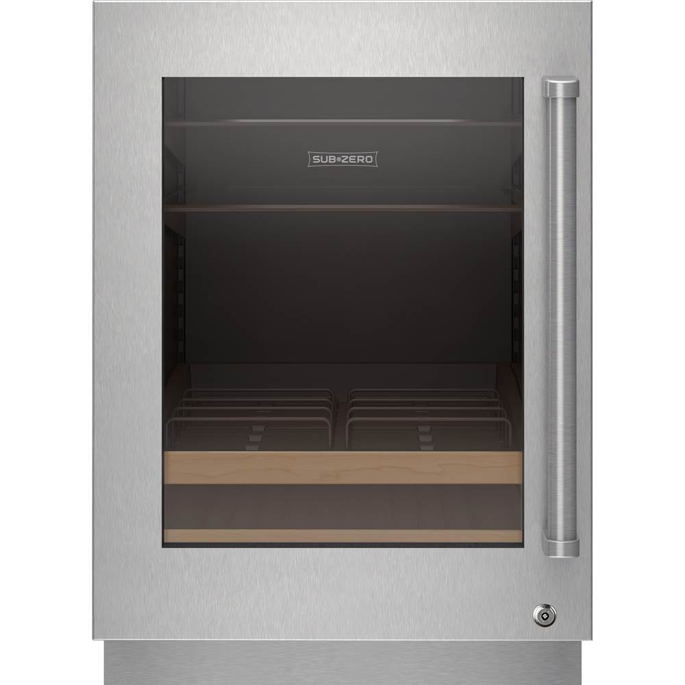 SubZero Designer Series Undercounter Stainless Steel Glass Door Panel With Lock And Pro Handle - Left Hinge