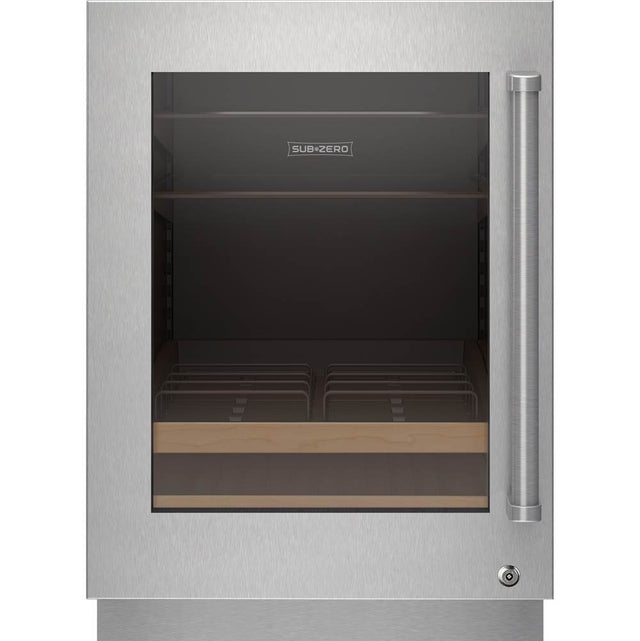 SubZero Designer Series Undercounter Stainless Steel Glass Door Panel With Lock And Pro Handle - Left Hinge