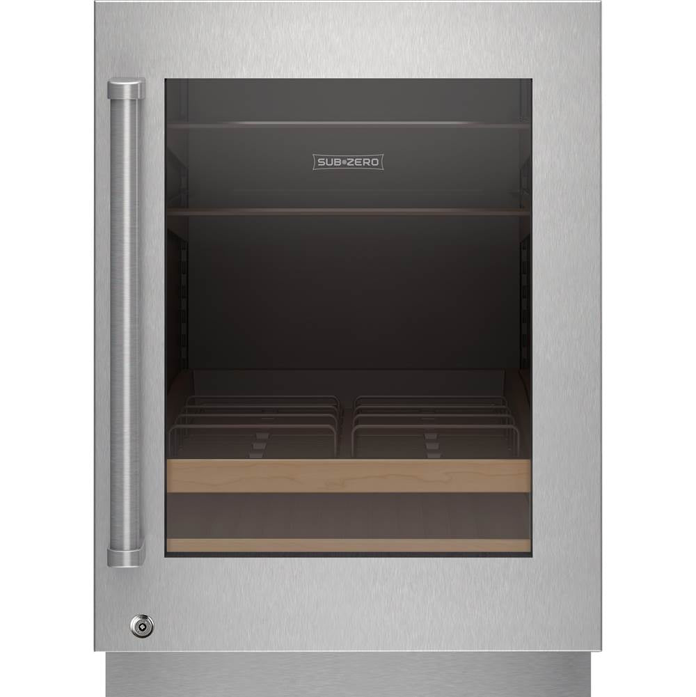 SubZero Designer Series Undercounter Stainless Steel Glass Door Panel With Lock And Pro Handle - Right Hinge