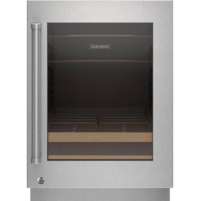SubZero Designer Series Undercounter Stainless Steel Glass Door Panel With Lock And Pro Handle - Right Hinge