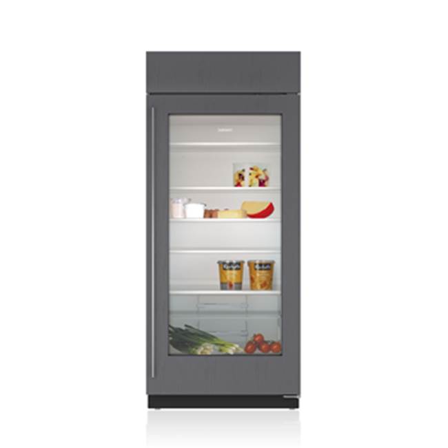SubZero 36'' BUILT-IN, ALL REFRIGERATOR, GLASS DOOR, OVERLAY, TUBULAR HANDLE, LEFT HINGE