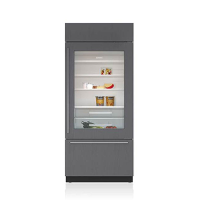 SubZero 36' BUILT-IN, OVER-UNDER, GLASS DOOR, OVERLAY, TUBULAR HANDLE, LEFT HINGE