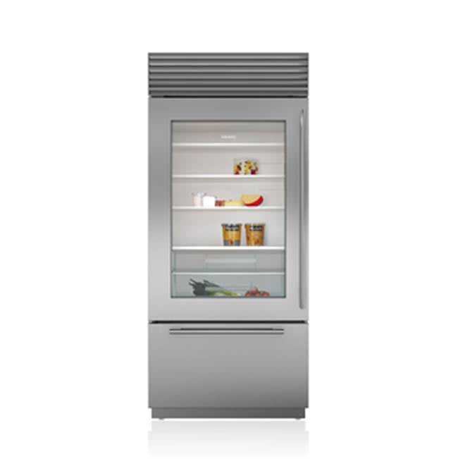 SubZero 36' BUILT-IN, OVER-UNDER, GLASS DOOR, SS, TUBULAR HANDLE, LEFT HINGE