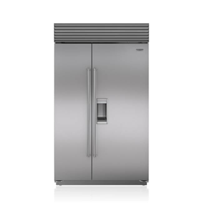 SubZero 48' BUILT-IN, SIDE-BY-SIDE, EXTERNAL ICE &amp; WATER DISPENSER, SS, TUBULAR HANDLE