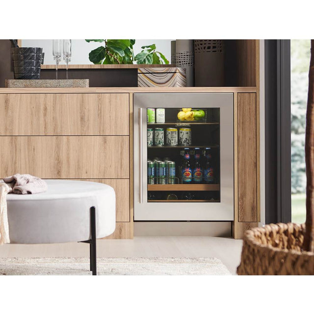 SubZero Designer Series Undercounter Stainless Steel Glass Door Panel With Tubular Handle - Right Hinge
