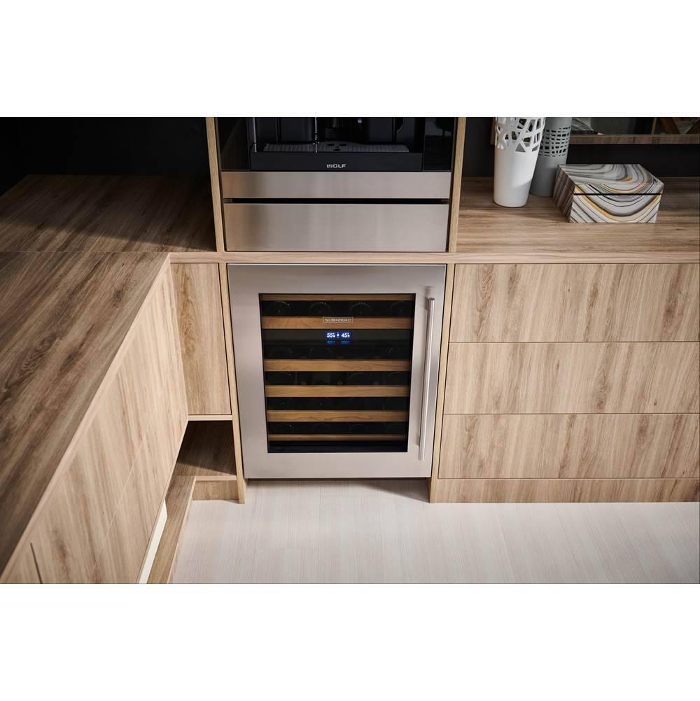 SubZero Designer Series Undercounter Stainless Steel Glass Door Panel With Tubular Handle - Left Hinge